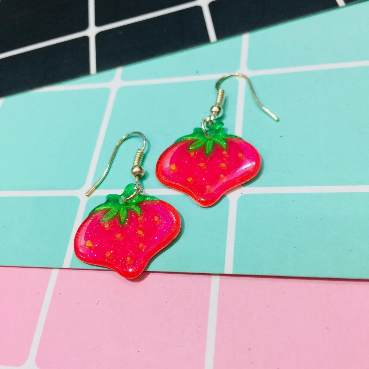 Khuyên tai hình hoa quả cute COMBO 2 đôi khác nhau ngẫu nhiên