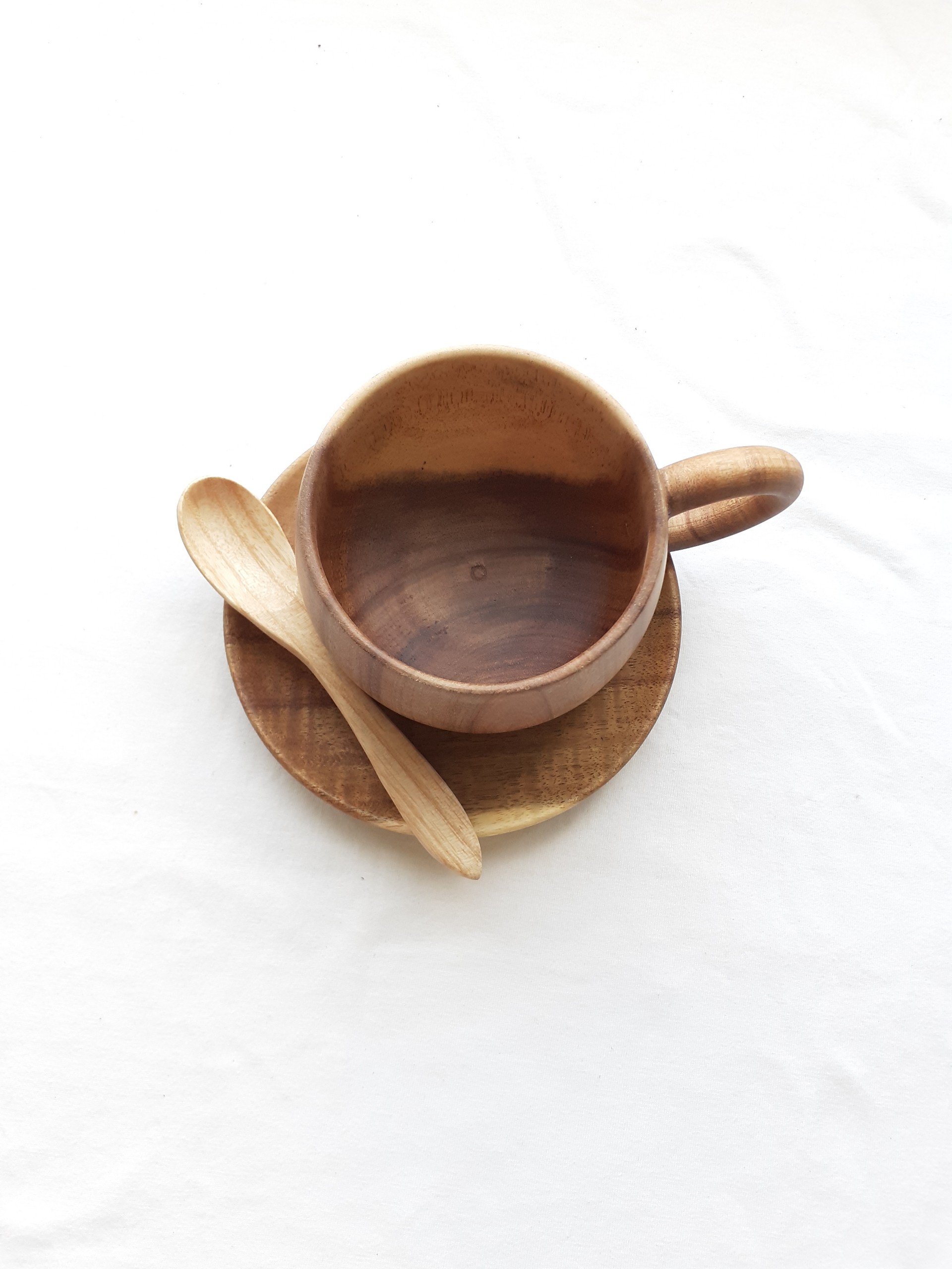 Bộ 4 đĩa gỗ KEO tròn nhỏ 12 cm lót ly, cốc, đựng hoa quả, đồ ăn