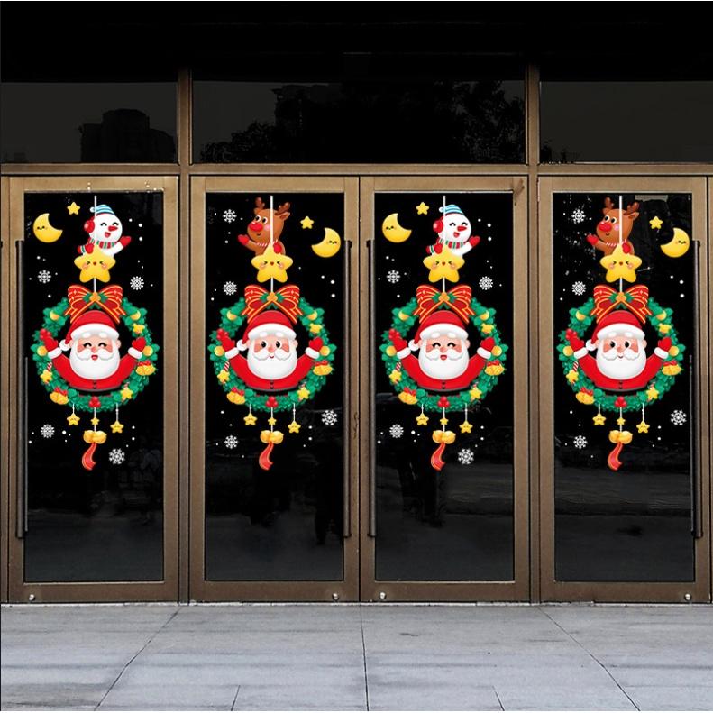 Decal trang trí Noel Hít Tĩnh Điện 2 mặt - VÒNG GIÁNG SINH NHIỀU MẪU