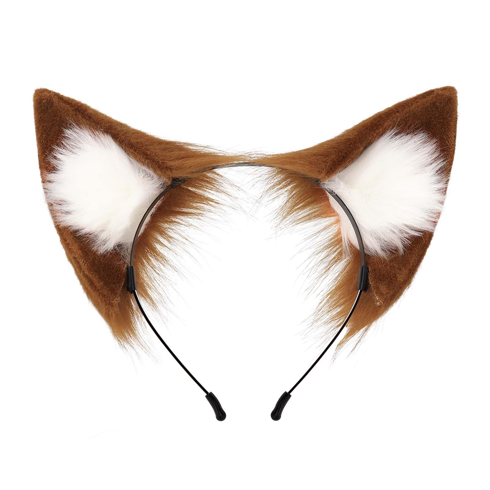 Ears Headband Adult, Plush Animal Headband Faux Cute Photo Props Hair Accessories Cosplay Headwear Hair Hoop with Ears for Fancy Dress Decor