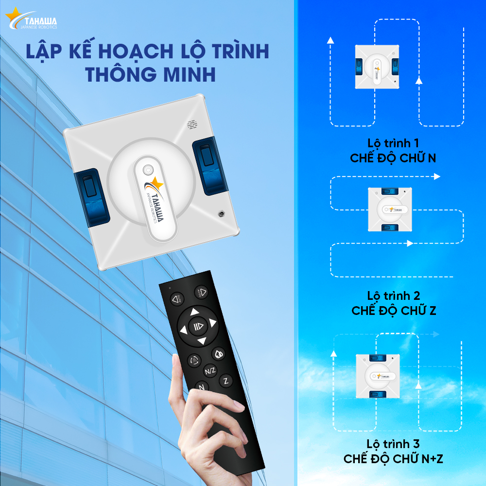 Robot lau kính TAHAWA TH-YW509 máy lau kính thông minh, robot lau kiếng tự phun nước -Phun nước 2 chiều - Bảo hành chính hãng 24 tháng - 1 đổi 1 trong 30 ngày - Hàng nhập khẩu chính hãng