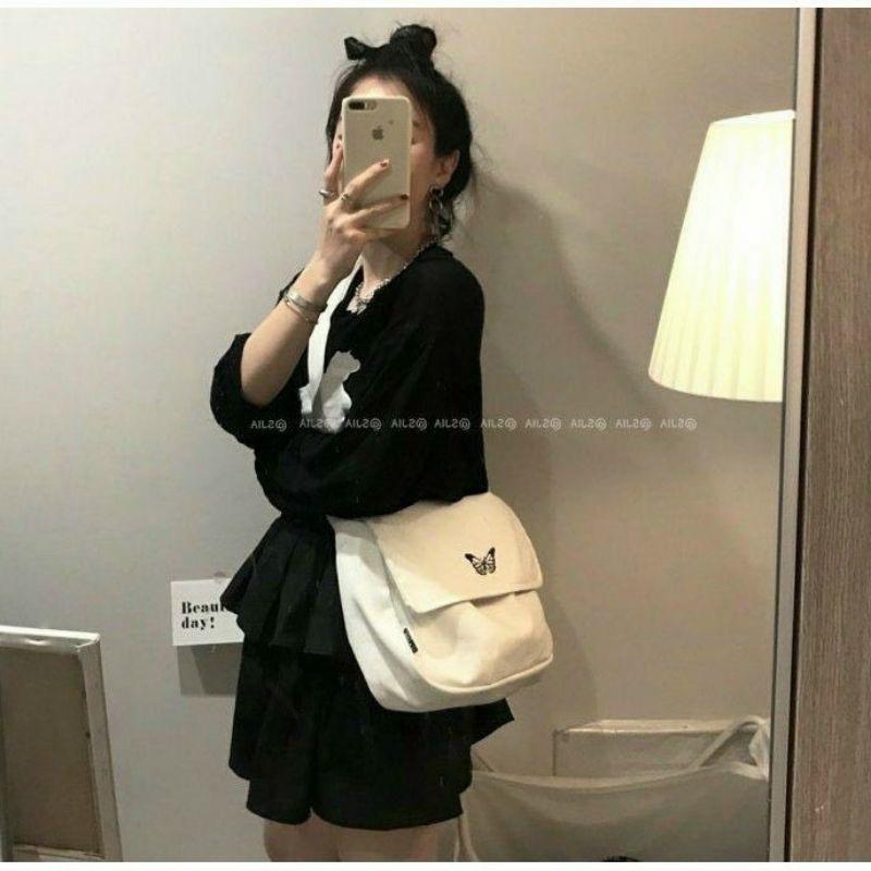 Túi đeo chéo đi học đi làm - Bướm Thêu