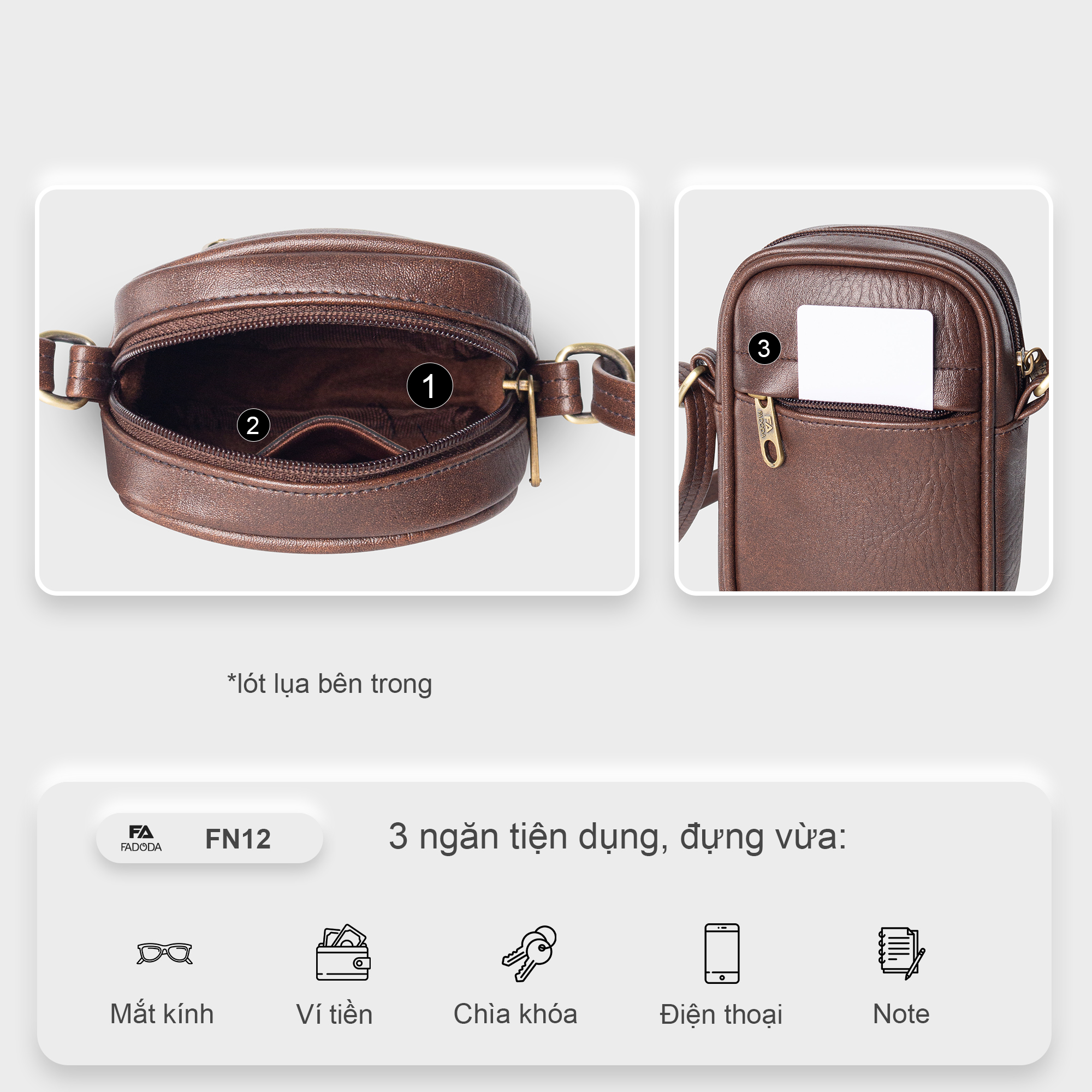 Túi đeo chéo nữ đựng điện thoại thời trang FADODA FN12