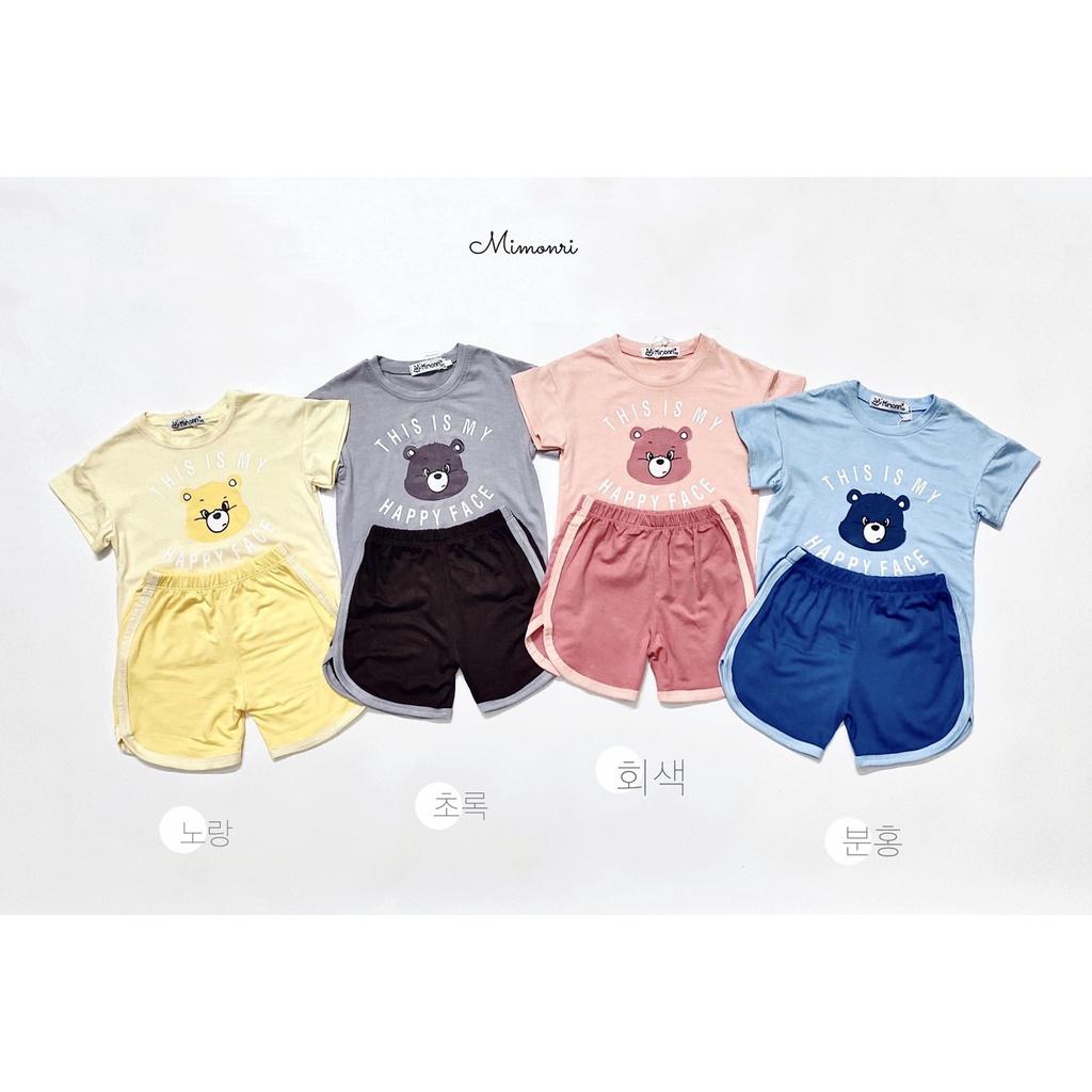 Bộ Cộc Tay Cho Bé Trai, Bé Gái KIMCHIBABY Vải Thun Lạnh Hoạ Tiết Gấu Dễ Thương, Đồ Bộ Cho Bé Mặc Nhà