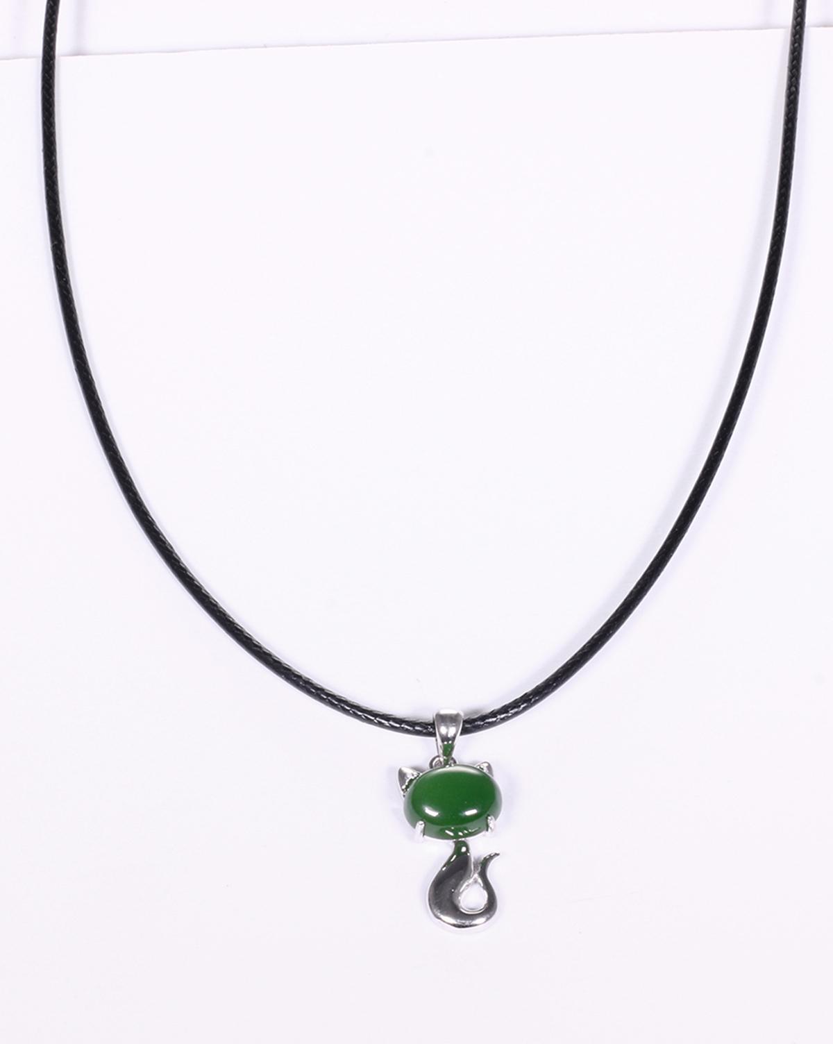 Mặt dây chuyền bạc hồ ly đá ngọc bích mệnh hỏa, mộc - Ngọc Quý Gemstones