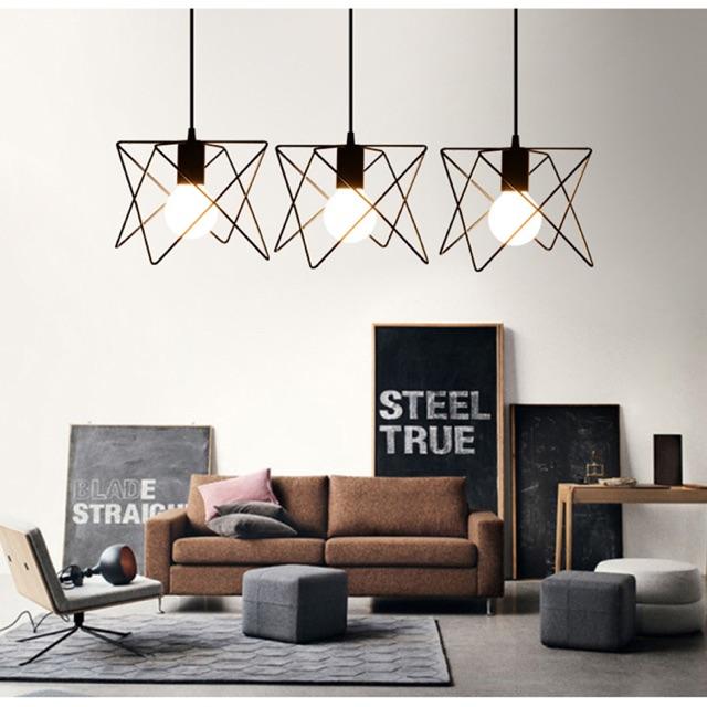 COMBO BỘ 3 ĐÈN THẢ SAO TRANG TRÍ KHUNG SẮT SƠN TĨNH ĐIỆN - KÈM BÓNG LED CAO CẤP