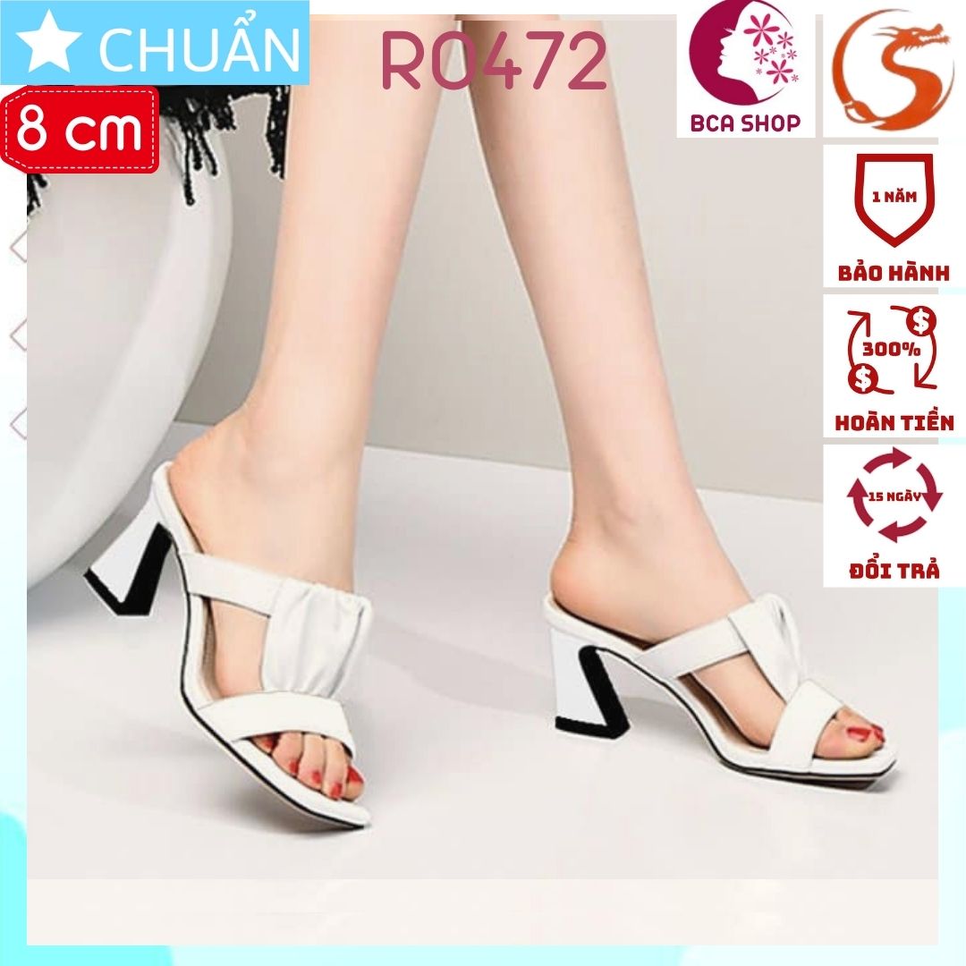 Giày cao gót nữ hở mũi cao 8 phân RO472 ROSATA tại BCASHOP quai ngang phối lưới cách điệu, thời trang - màu trắng