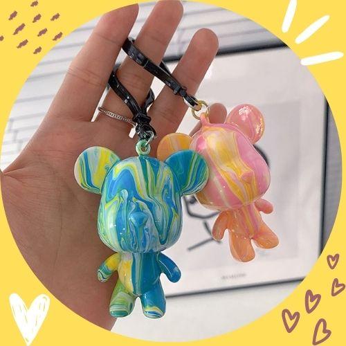 Set DIY đổ màu Acrylic pouring gấu bạo lực Bearbrick tự làm móc chìa khóa thủ công handmade quà tặng cho người yêu