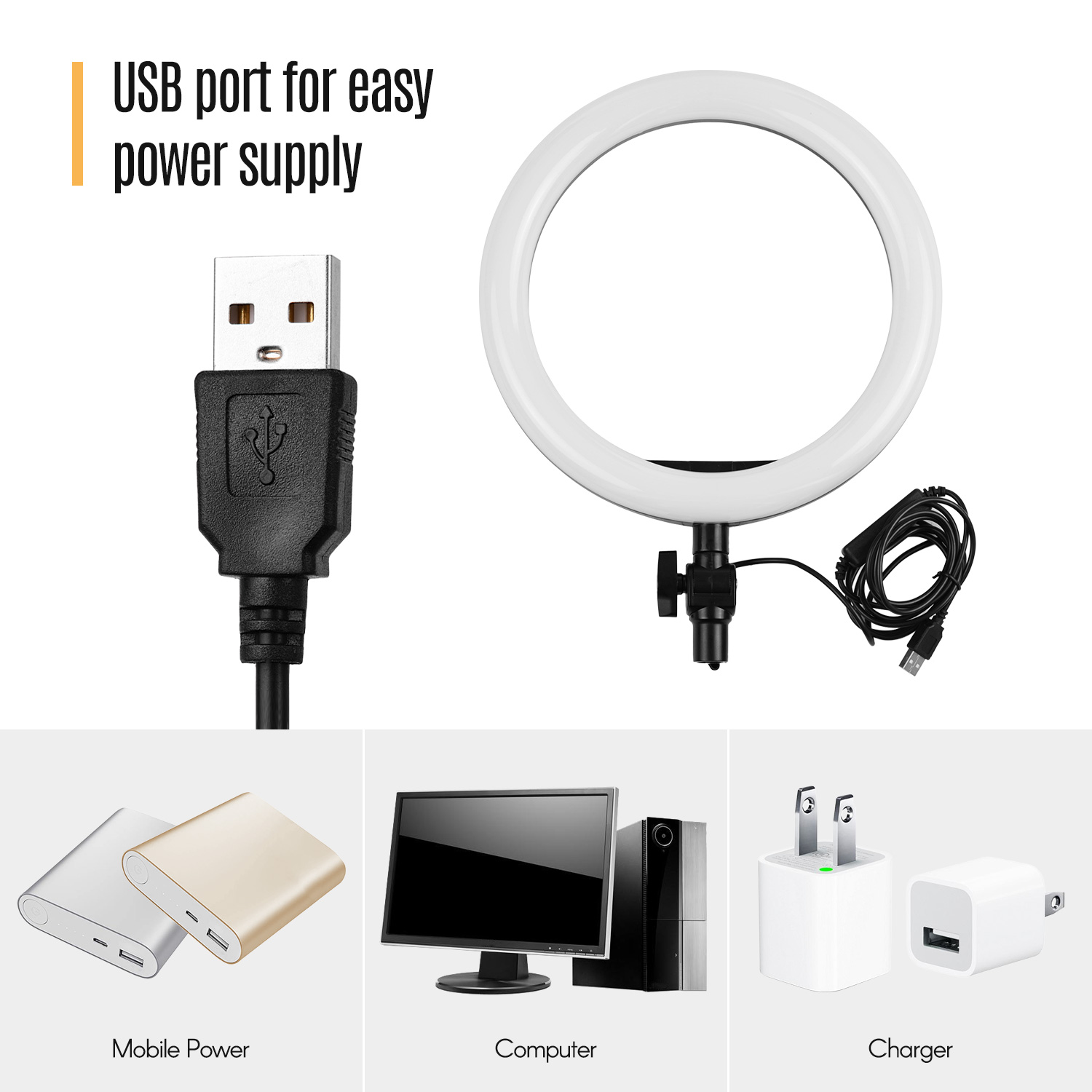 Đèn chụp ảnh vòng LED 26cm / 10 inch có thể điều chỉnh độ sáng được hỗ trợ ánh sáng linh hoạt