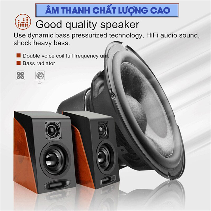 Loa vi tính 2.0 giả gỗ S950 – âm thanh hifi, công suất 6W - Hàng nhập khẩu