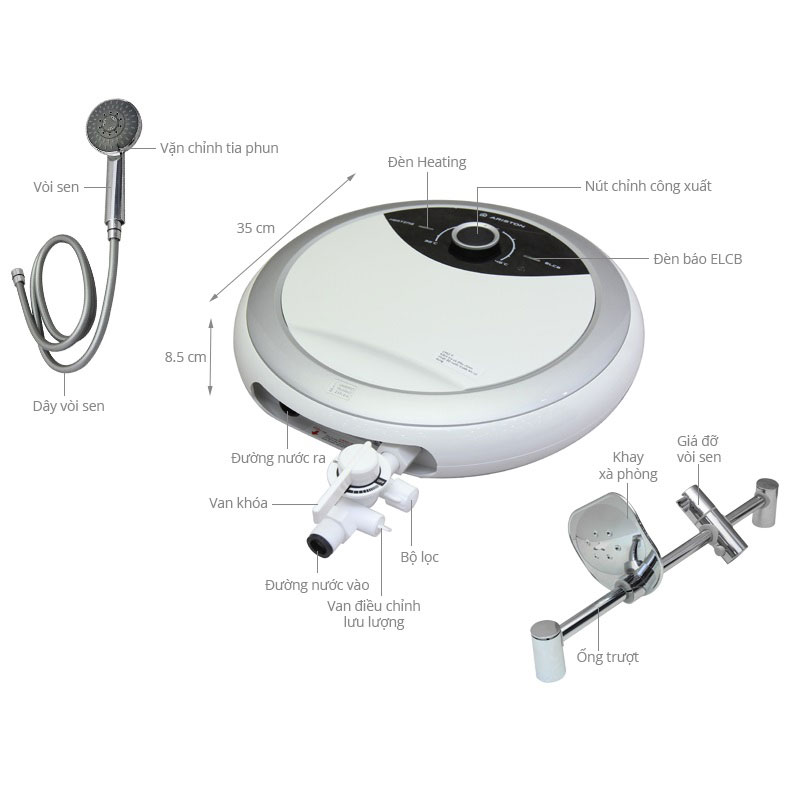 Máy nước nóng trực tiếp Ariston Smart RMC45PE-VN - Hàng chính hãng