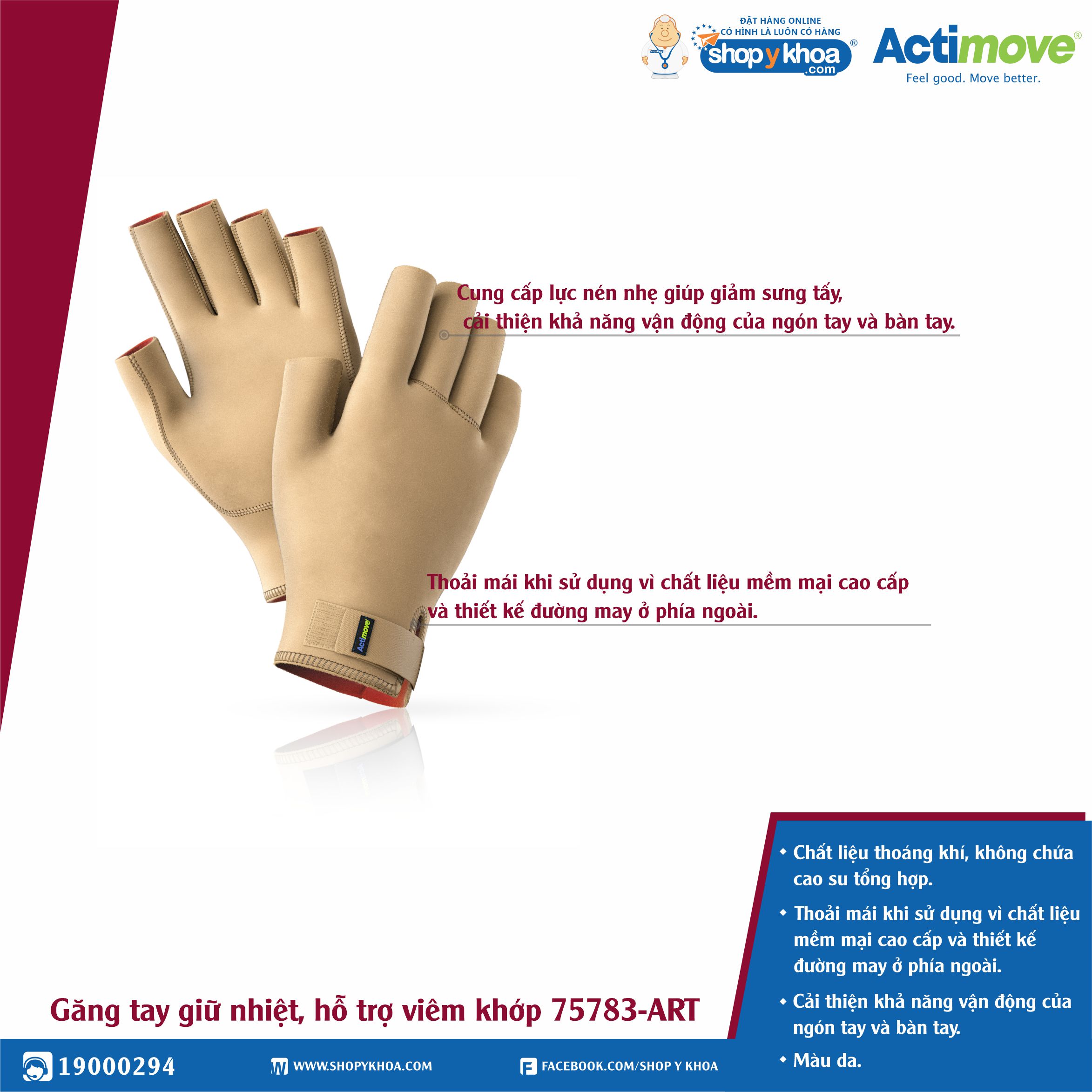 Găng tay giữ nhiệt, hỗ trợ viêm khớp 75783-ART Actimove Arthritis Gloves