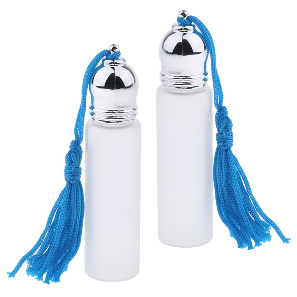 2pcs Empty Roller Ball Bottles Cases Refillable Perfume Bottles Frosted Case