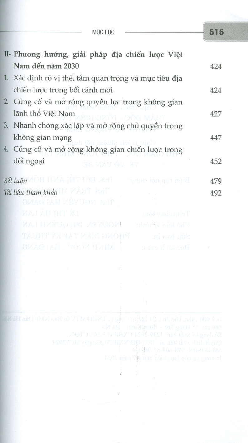 Địa Chiến Lược Việt Nam Tầm Nhìn 2030 Những Vấn Đề Lý Luận, Thực Tiễn Và Thích Ứng Chính Sách - PGS. TSKH. Trần Khánh