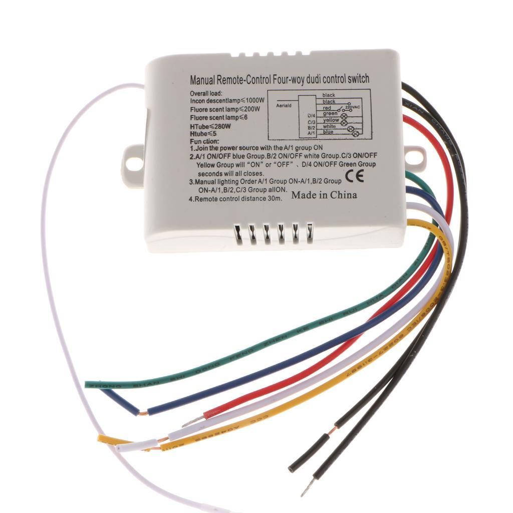 4 Way ON/OFF Light Switch RF Remote Controlled Switch Receiver+Transmitter