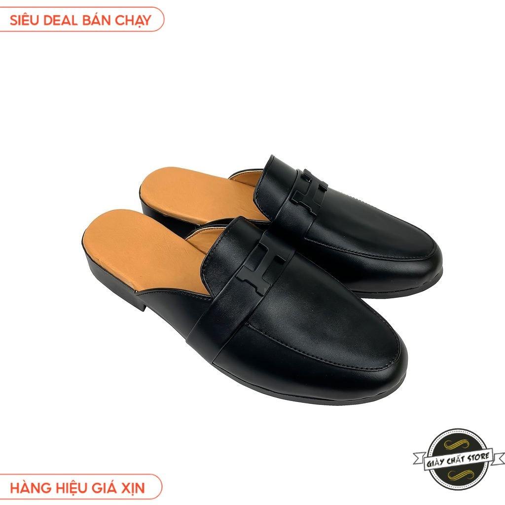 Giày sục nam, sục nam chữ H Da Pu - Mã GSN15 B2