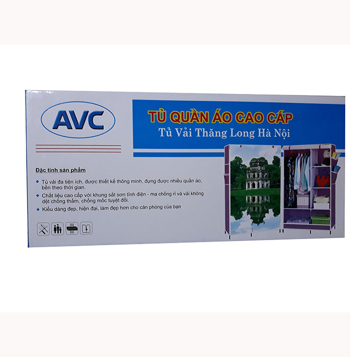 Tủ vải quần áo AVC 2 buồng 6 ngăn, khung sắt sơn tĩnh điện, khách được chọn màu( Hàng 100% Việt Nam)