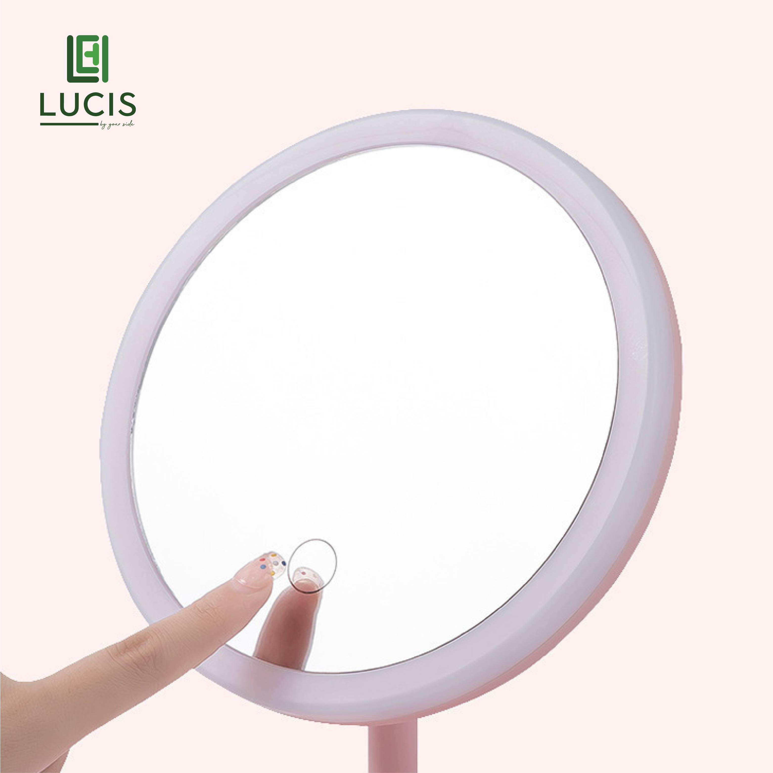 Gương Để Bàn Trang Điểm Có Đèn Led Cảm Ứng - 3 Chế Độ Ánh Sáng - Gương MakeUp Lucis Decor