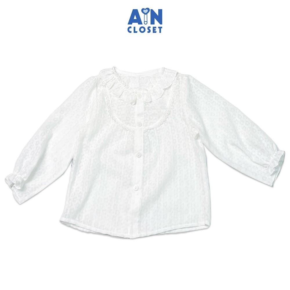 Áo sơ mi dài tay bé gái họa tiết Hoa Cẩm cù trắng cotton boi - AICDBGUT7B22 - AIN Closet