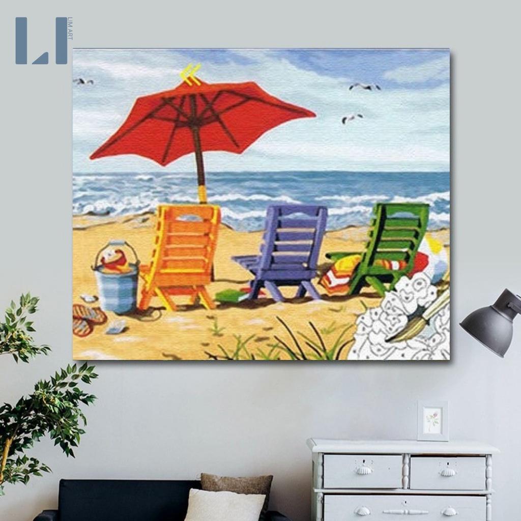 Tranh sơn dầu số hoá có khung- Tranh tô màu theo số size nhỏ 30x40