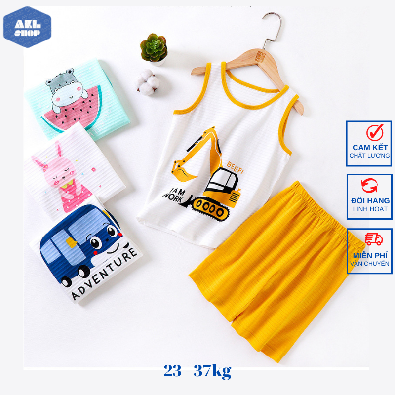 Bộ ba lỗ bé trai size đại hãng MamDadKids, đồ bộ sát nách cho bé 4- 12 tuổi, nặng 23 đến 37kg chất liệu cotton