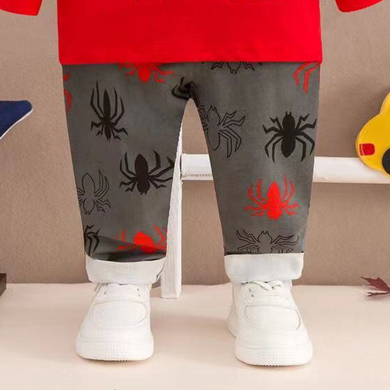 Đồ bộ cotton cho bé trai dài tay xuất Hàn in hình nhện và chữ Spider bé từ 2-12 tuổi