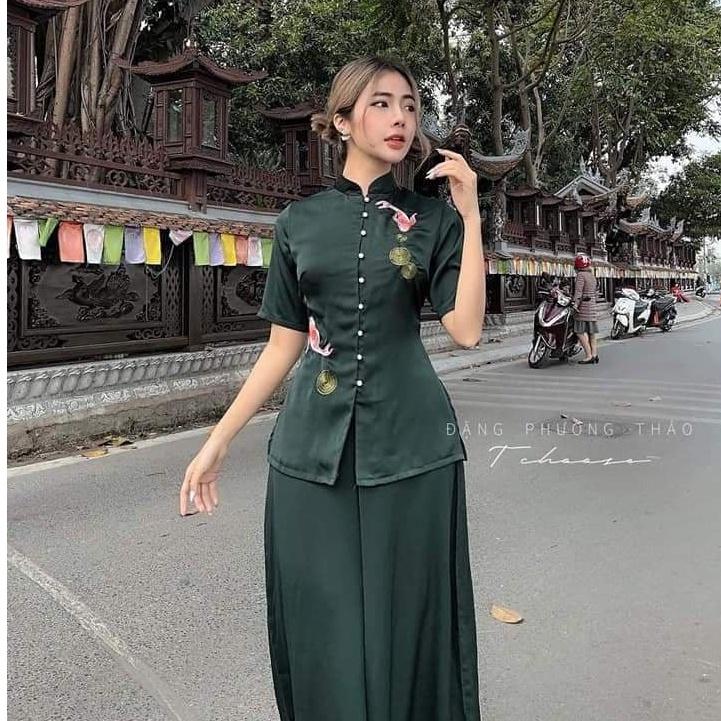 ĐỒ LAM ĐI CHÙA Trang Nhã Thêu Cá Ngọc Xinh Lung Linh Dành Cho Phật Tử 4.8