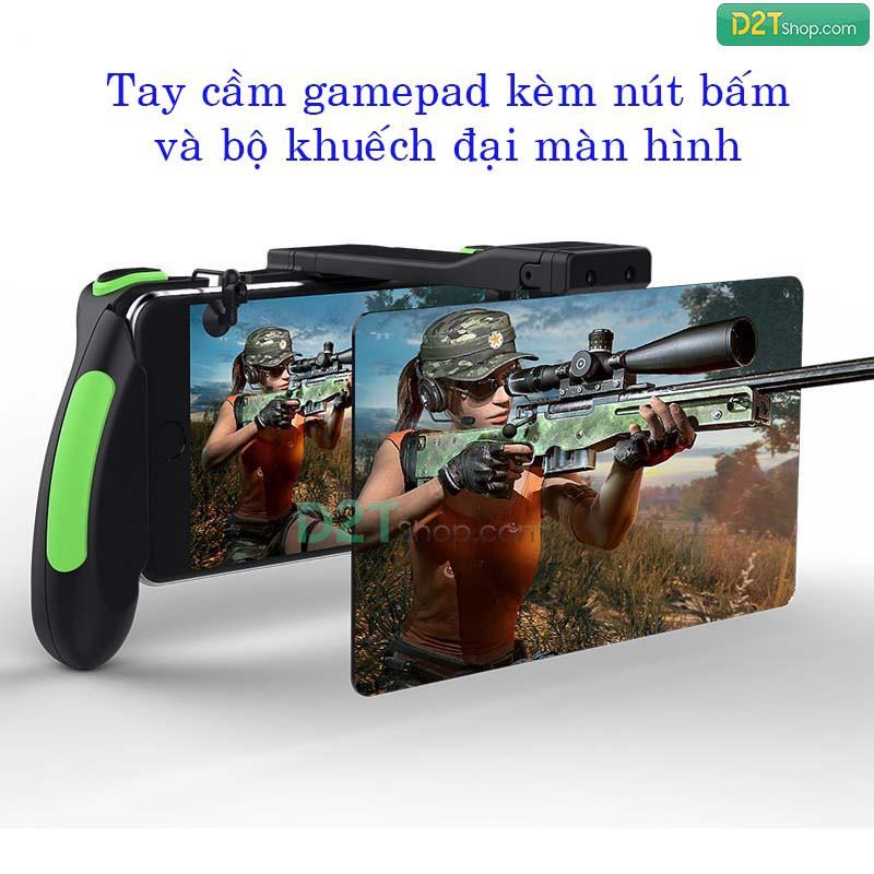 Tay cầm gamepad kèm nút bấm và bộ khuếch đại màn hình chơi PUBG,ROS, các game FPS cực thích -dc3342