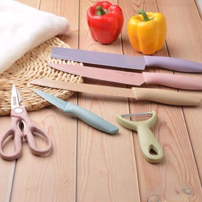 Bộ Dao Kéo Lúa Mạch 6 món có hộp đựng cao cấp lưỡi dao siêu bén siêu đẹp