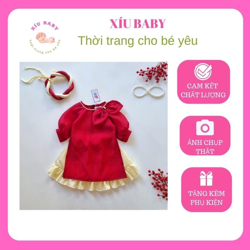 Áo dài đỏ bé gái tặng kém mấn rất xinh cho mùa lễ,tết