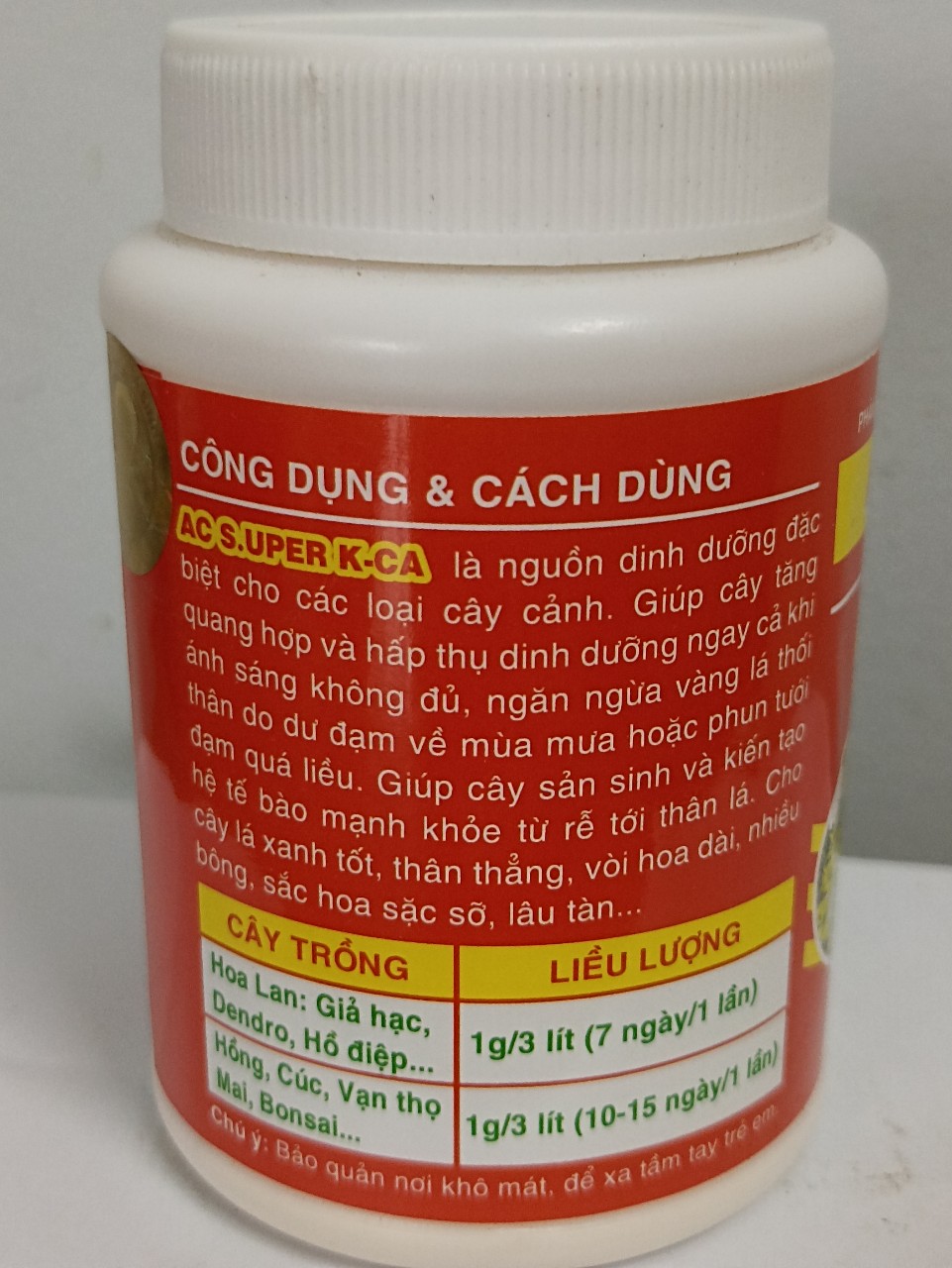 Phân bón lá AC S.UPER K-CA có chất điều hoà tăng trưởng - chai 100 gram