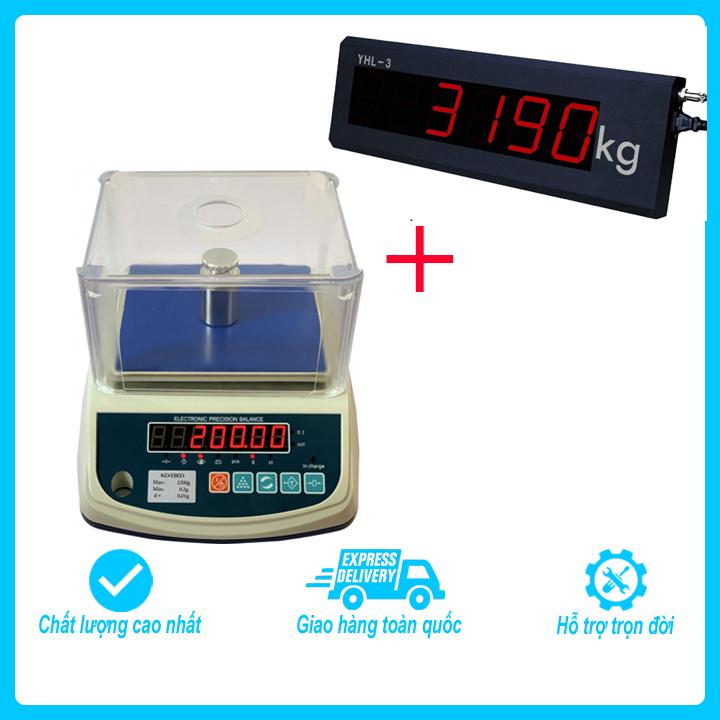 Bộ sản phẩm cân điện tử kỹ thuật 1 số lẻ Kendy TBED mức cân tối đa 2000g, độ chia 0.1g kết nối màn hình hiển thị phụ