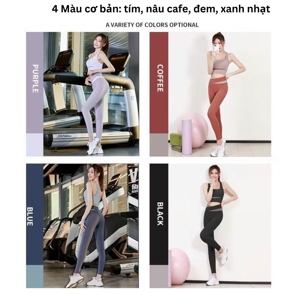 Bộ Đồ Tập Gym, Yoga, Aerobic, Áo Bra, Quần Legging Dài Azuno AT01 Cao Cấp Cho Nữ