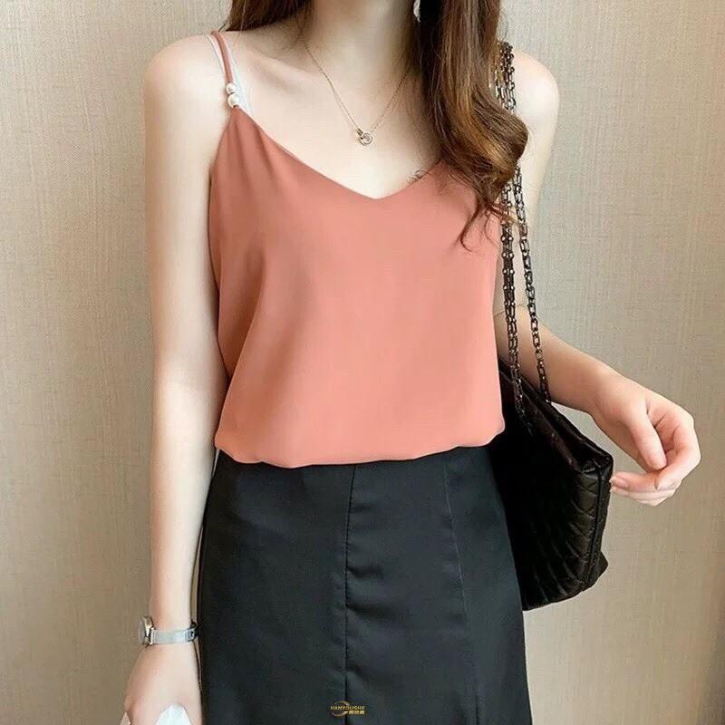 Áo lụa 2 dây siêu xinh phối hạt ngọc cao cấp, thiết kế áo tuy đơn giản nhưng sang trọng hàng chất đẹp - A999VDVDVDVD