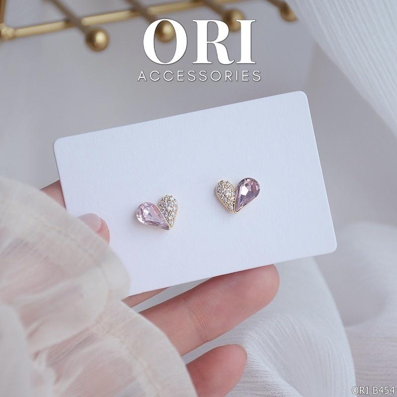 Bông tai nữ trái tim pha lê nhỏ nhắn Vivian xinh xắn thời trang ORI ACCESSORIES B454