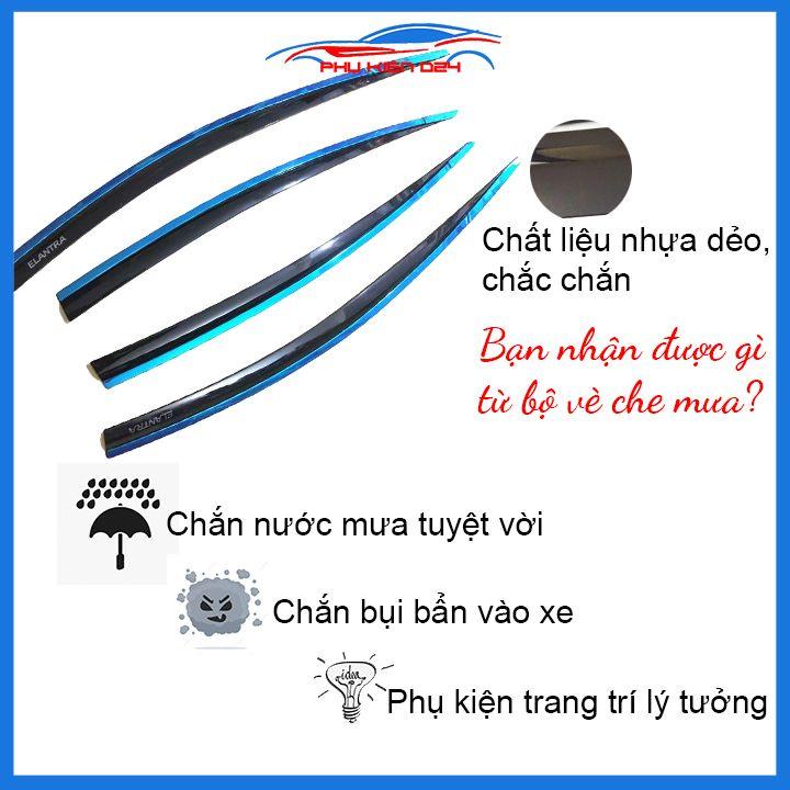 Vè mưa cho Elantra 2016-2017-2018-2019-2020 vè chỉ inox che mưa bảo vệ xe