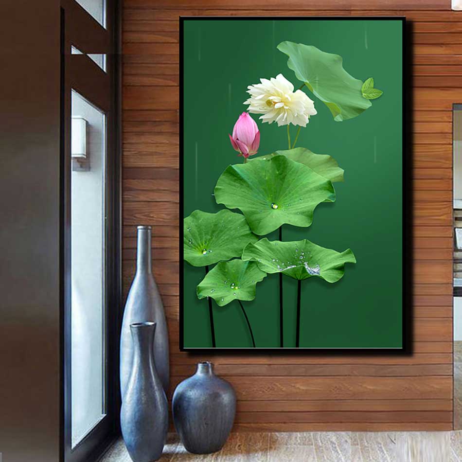 Tranh đơn canvas treo tường Decor Họa tiết búp sen – DC171