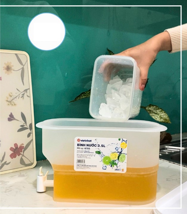 Bình đựng nước có vòi 3,5L Việt Nhật , Bình đựng nước trà, nước trái cây để trong tủ lạnh- Hàng chính hãng 