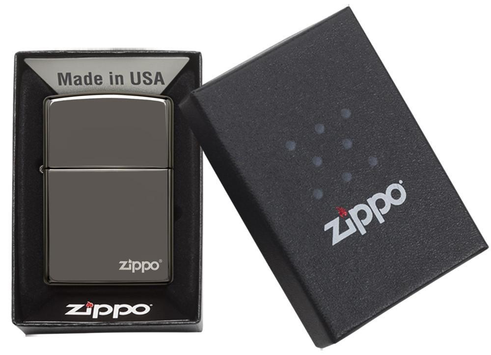 Bật Lửa Zippo Black Ice (Dark Chrome) With Zippo Logo 150ZL