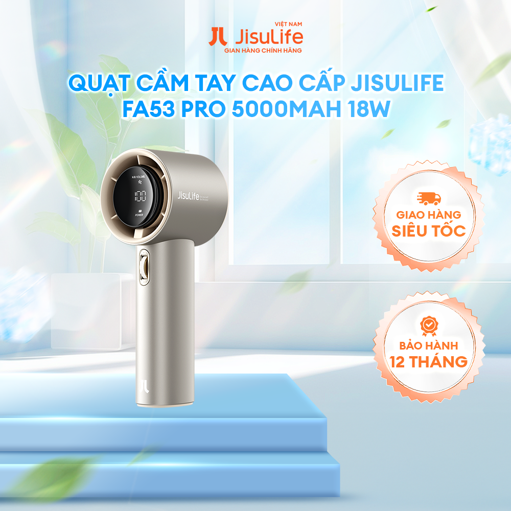 Quạt Cầm Tay Cao Cấp JISULIFE Pro1 S (FA53 PRO) 18W Sạc Nhanh - Sử Dụng Lên Đến 15H - Hàng Chính Hãng