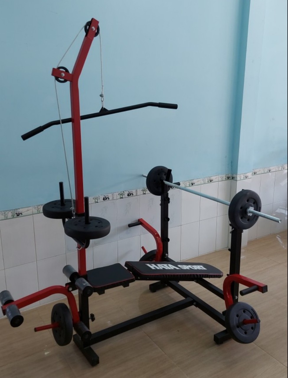 Giàn tập tạ đa năng HT750 loại lớn khung giá đỡ đòn tạ rộng 88cm, thép dày cứng cáp