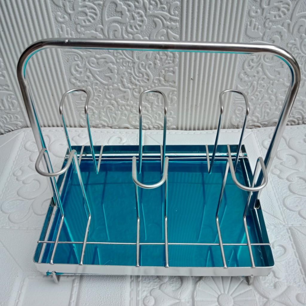 Kệ úp cốc ly inox cao cấp có khay hứng nước tiện dụng_100%inox