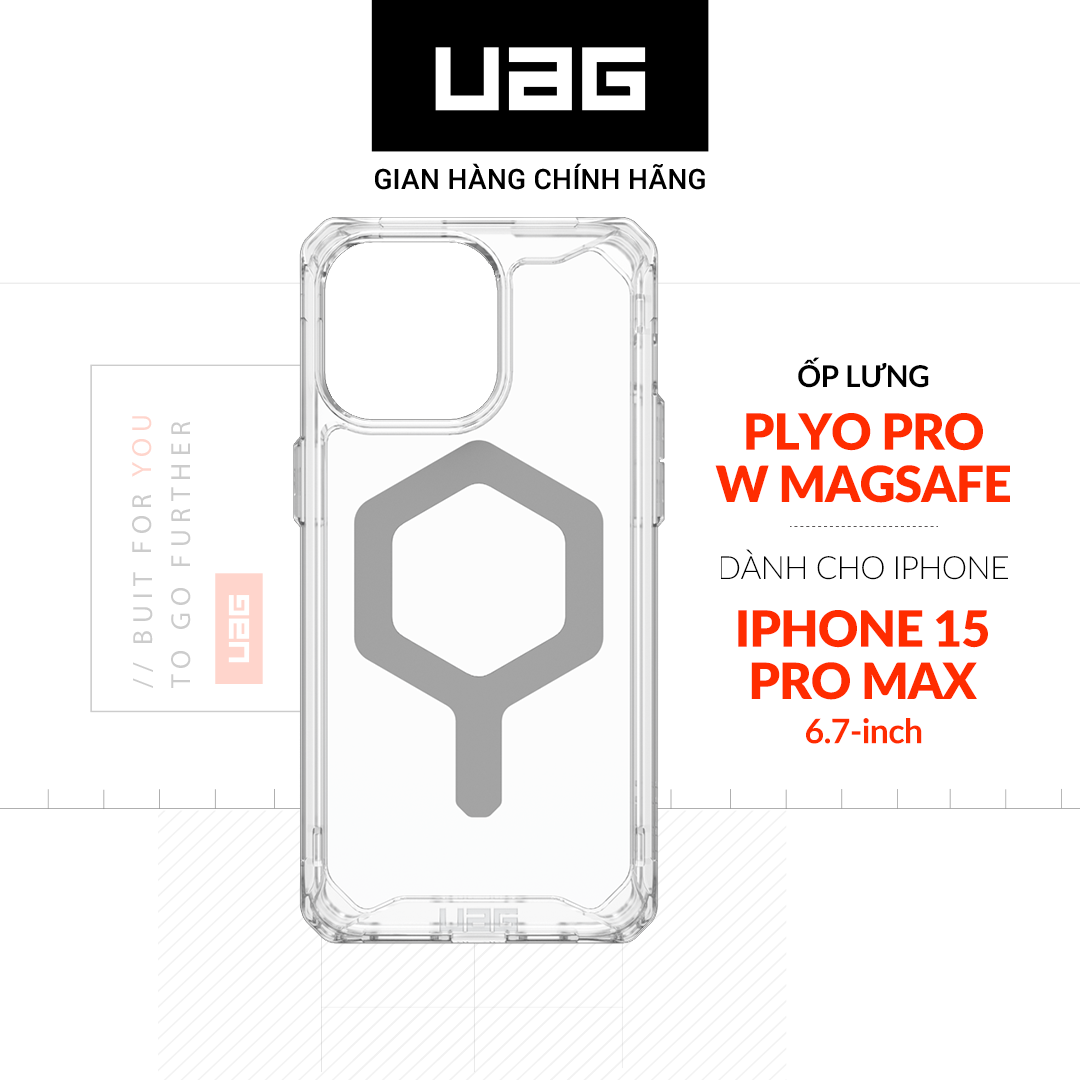 Ốp Lưng Chống Sốc UAG Plyo Pro Hỗ Trợ Sạc Magsafe Cho iPhone 15 Pro Max Hàng chính hãng