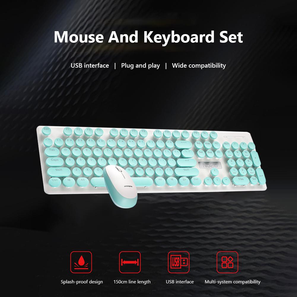 2pcs N520 Wireless Mechanical Gaming Keyboard + Mouse 104 Keycaps with 1800dpi Optical Mice Kit for PC Laptop
