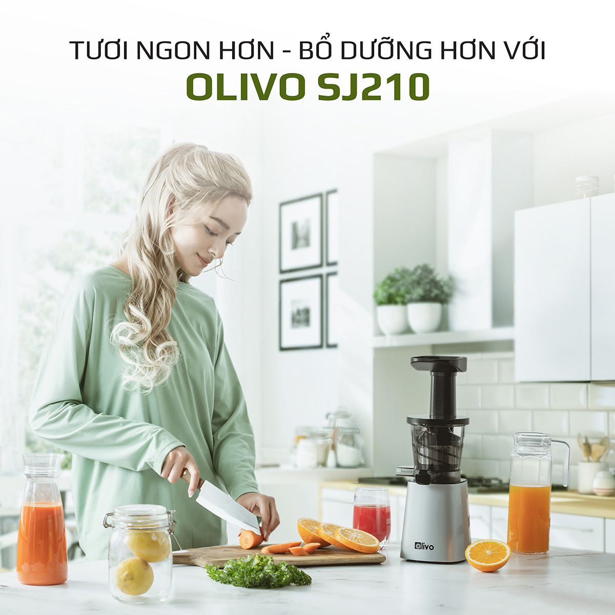 Máy Ép Chậm Olivo SJ210 [CHÍNH HÃNG] Làm Kem, Ép Rau Củ Quả, Ép Đậu Nành 3 Trong 1, Ép Kiệt Bã 99% Thiết Kế Đột Phá, Dễ Dàng Vệ Sinh