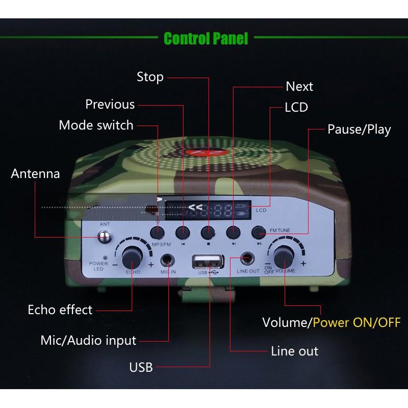 Loa nhử chim, loa trợ giảng E-898 - Kèm micro đeo tai, remote điều khiển lên đến 300m (E898) bảo hành 12 tháng