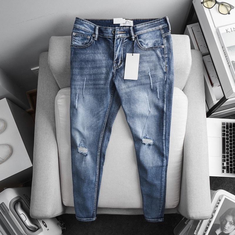 Quần jean nam Zr xuất dư 3 màu rách đẹp dáng ôm jean co giãn