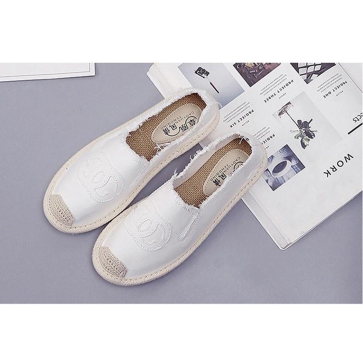 Slip on cói nữ - Giày lười vải nữ cao cấp - Vải thô 2 màu đen và trắng- Mã SP 310