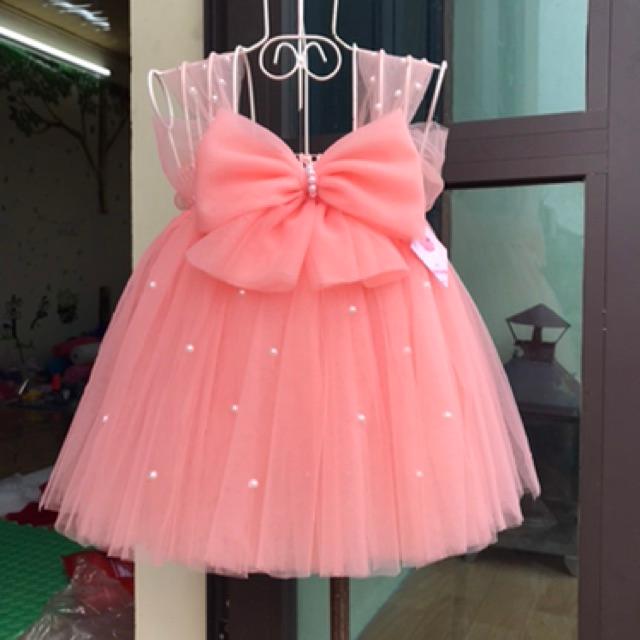 Váy tutu cho bé ️️ Váy tutu hồng cam nơ đính đá