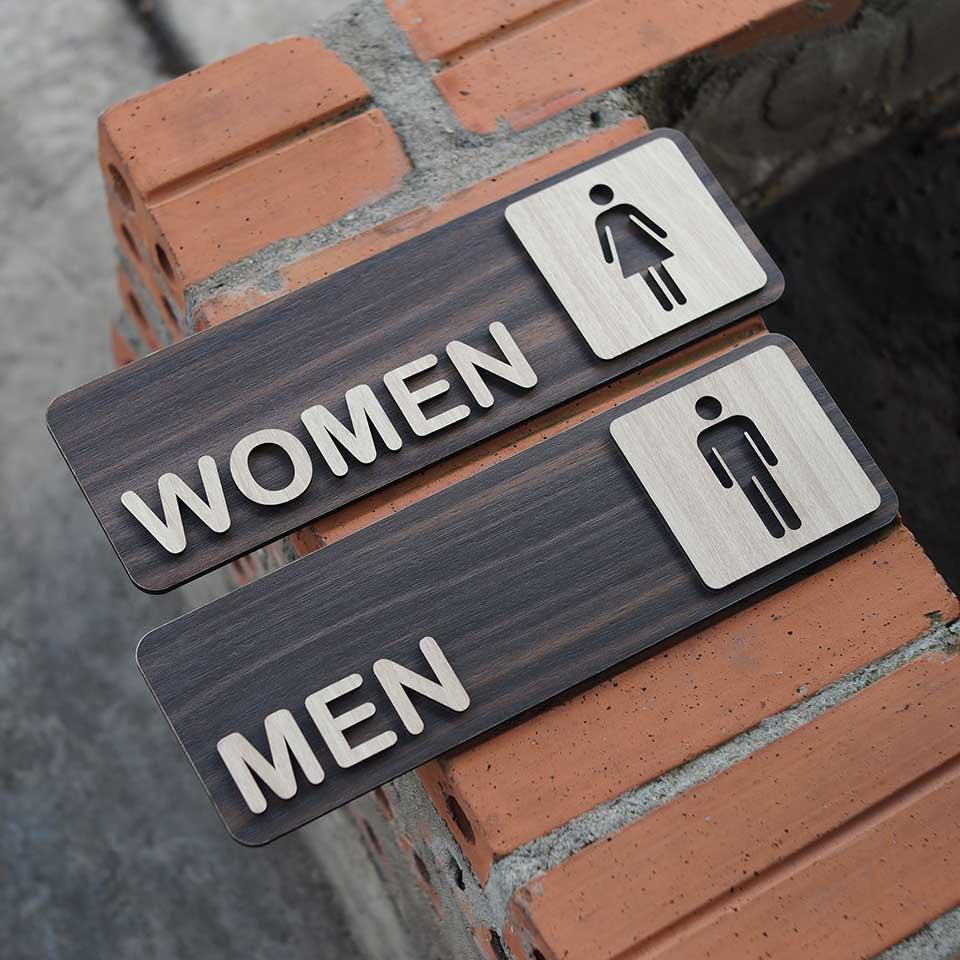 Bảng Gỗ Toilet (Men – Women) cao cấp decor quán LEVU TL18